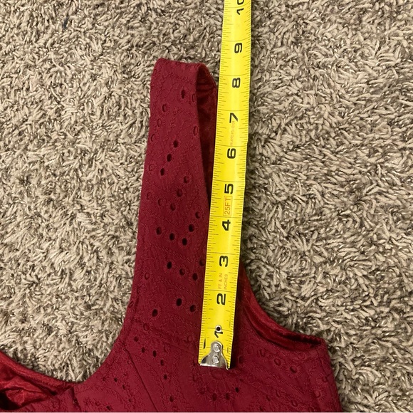 ASOS Maroon Eyelet full length Size 10 elegant formal Dress Lined Zip Closure - Picture 14 of 14